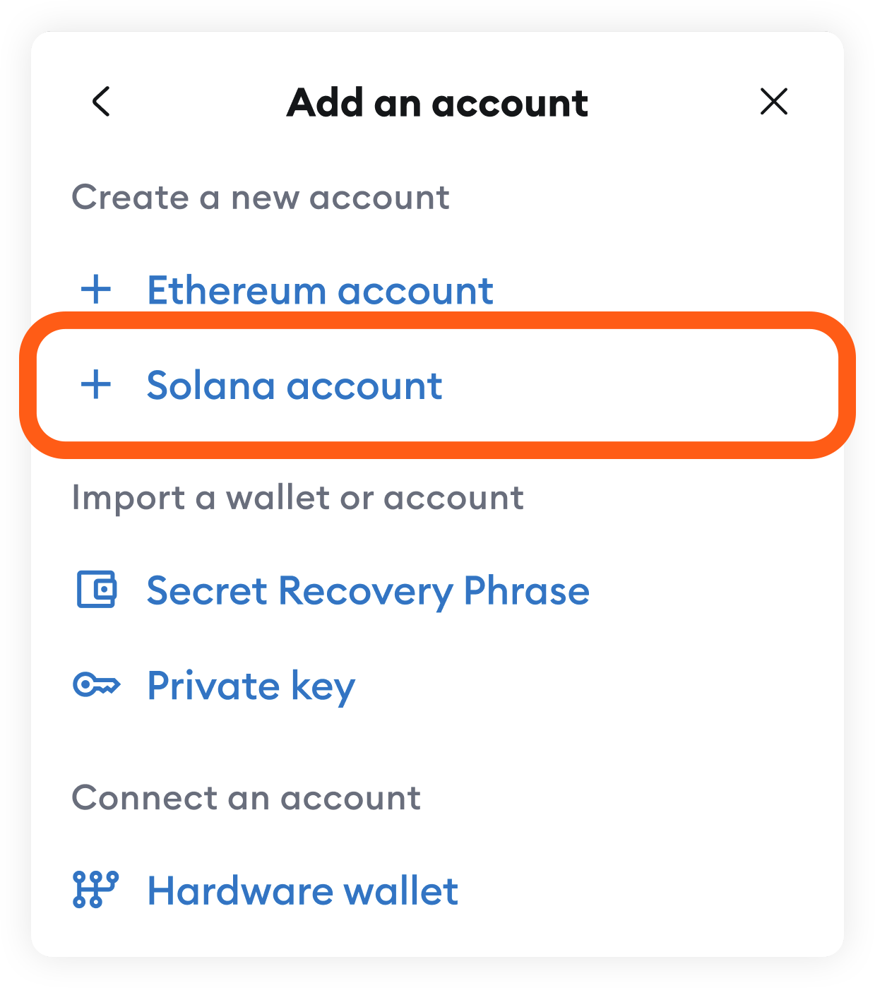 MetaMask extension add Solana account