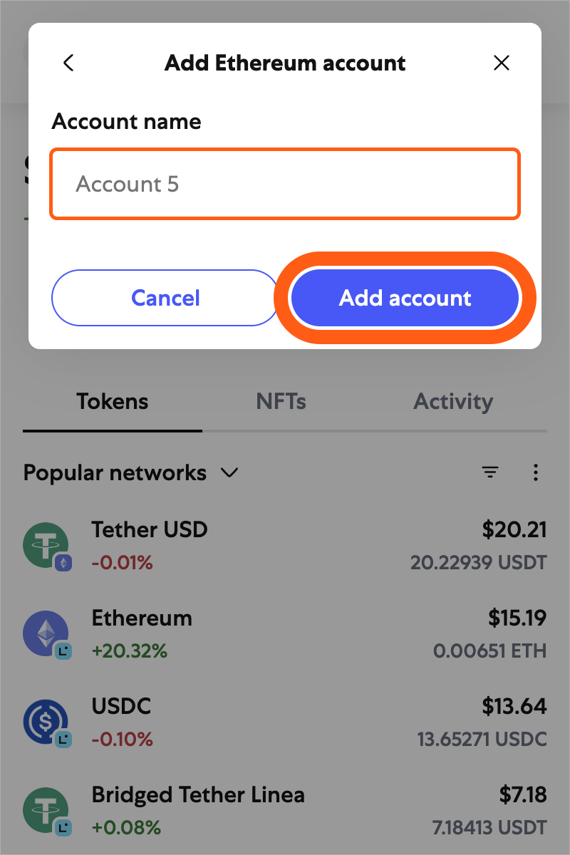 MetaMask extension add ethereum account name field
