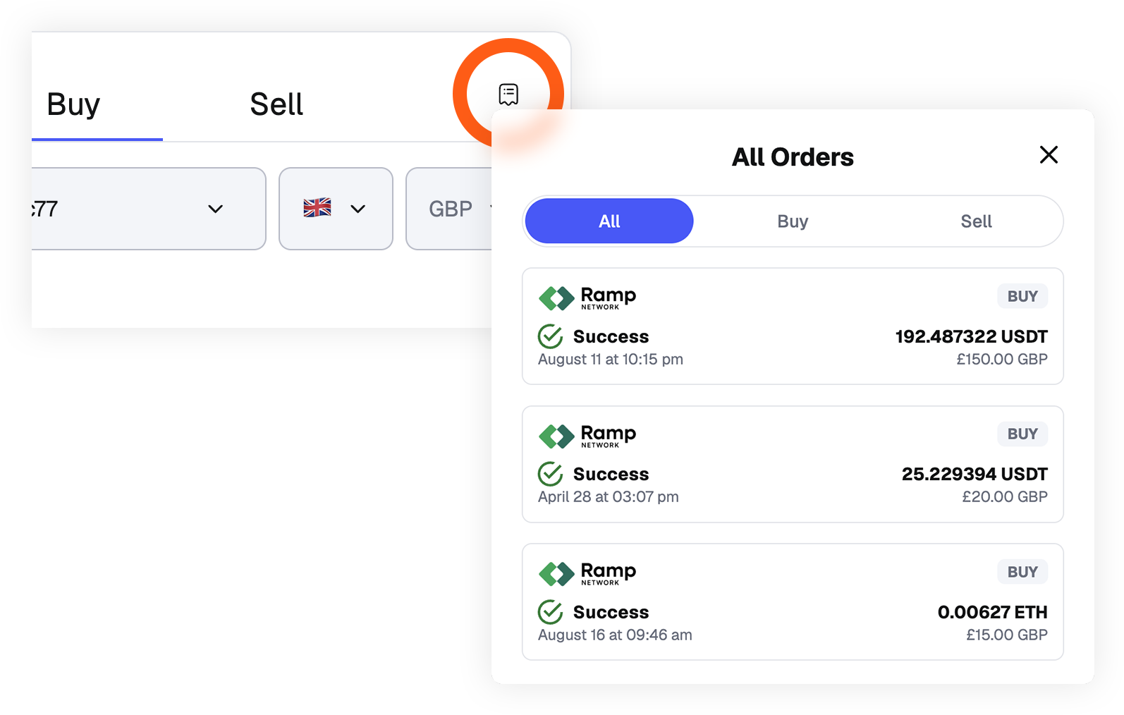 MetaMask portfolio buy sell see order history