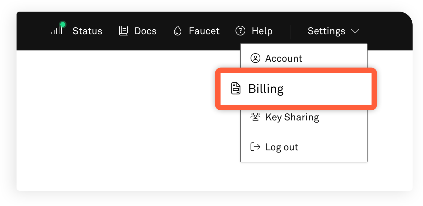 Infura billing
settings