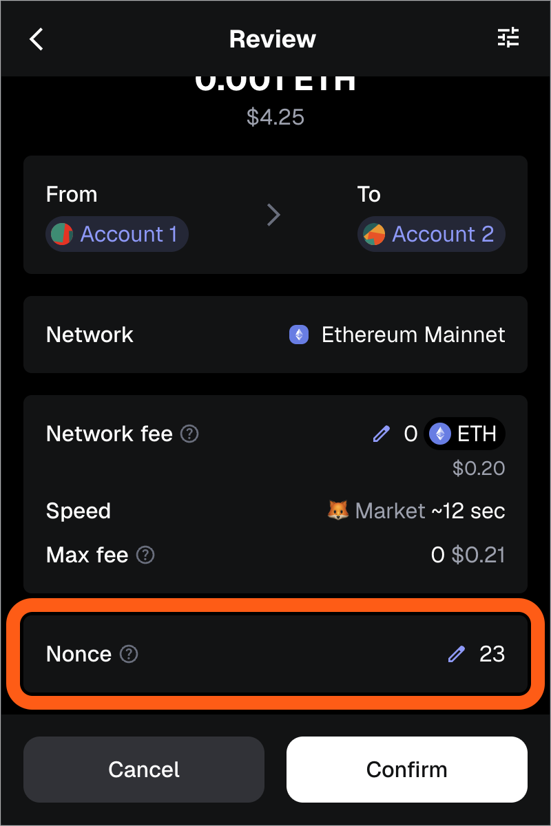 MetaMask extension transaction edit transaction nonce