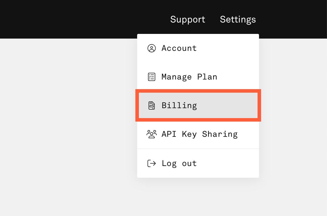 Billing
button