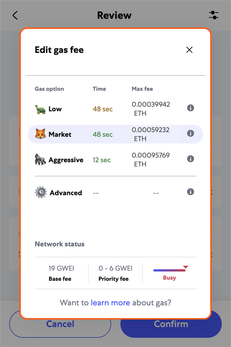 MetaMask extension transaction edit gas fee modal