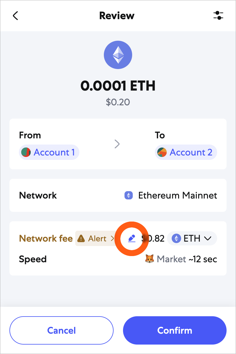 MetaMask extension transaction edit gas fee settings