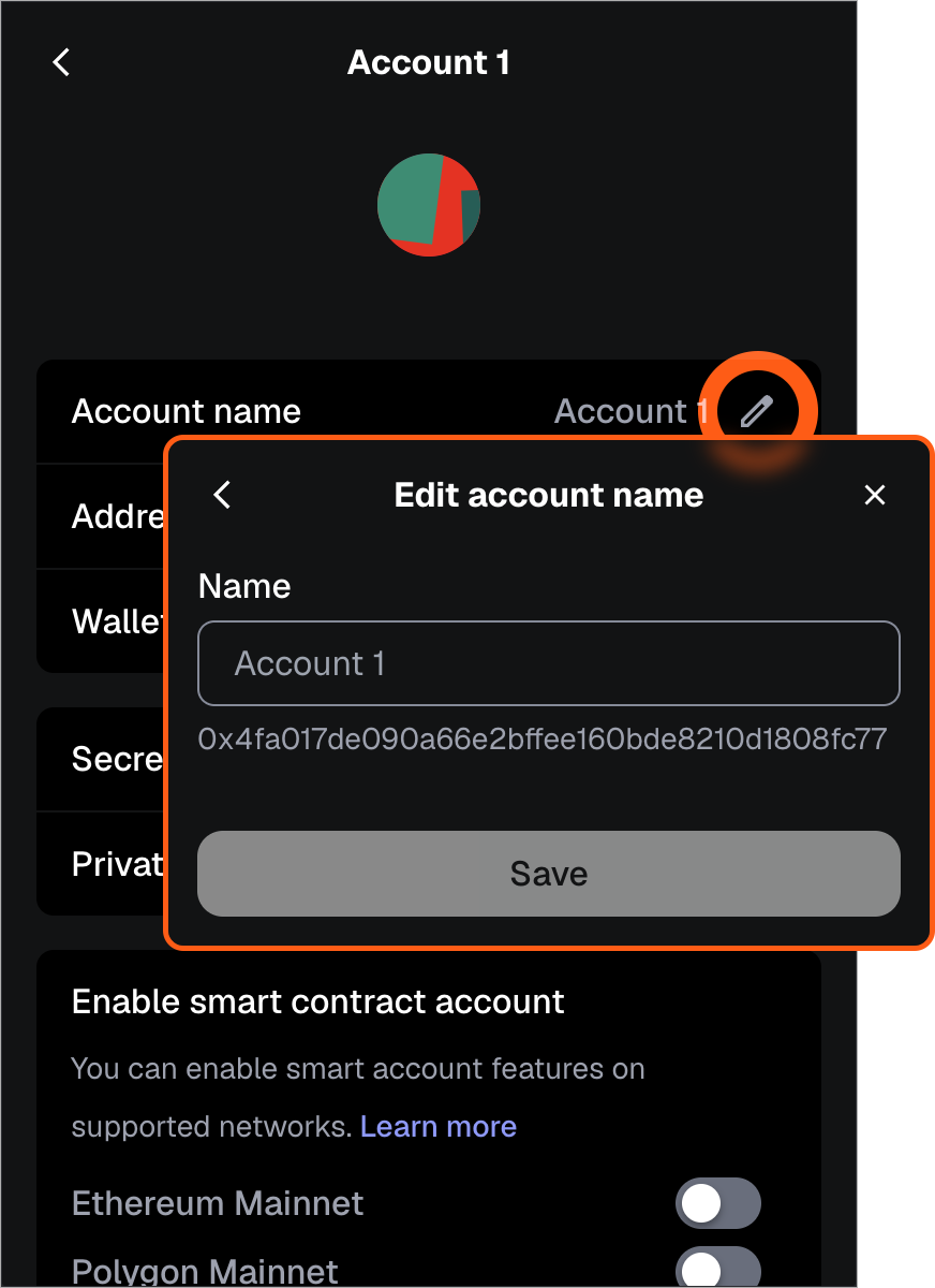 MetaMask Extension edit account name modal