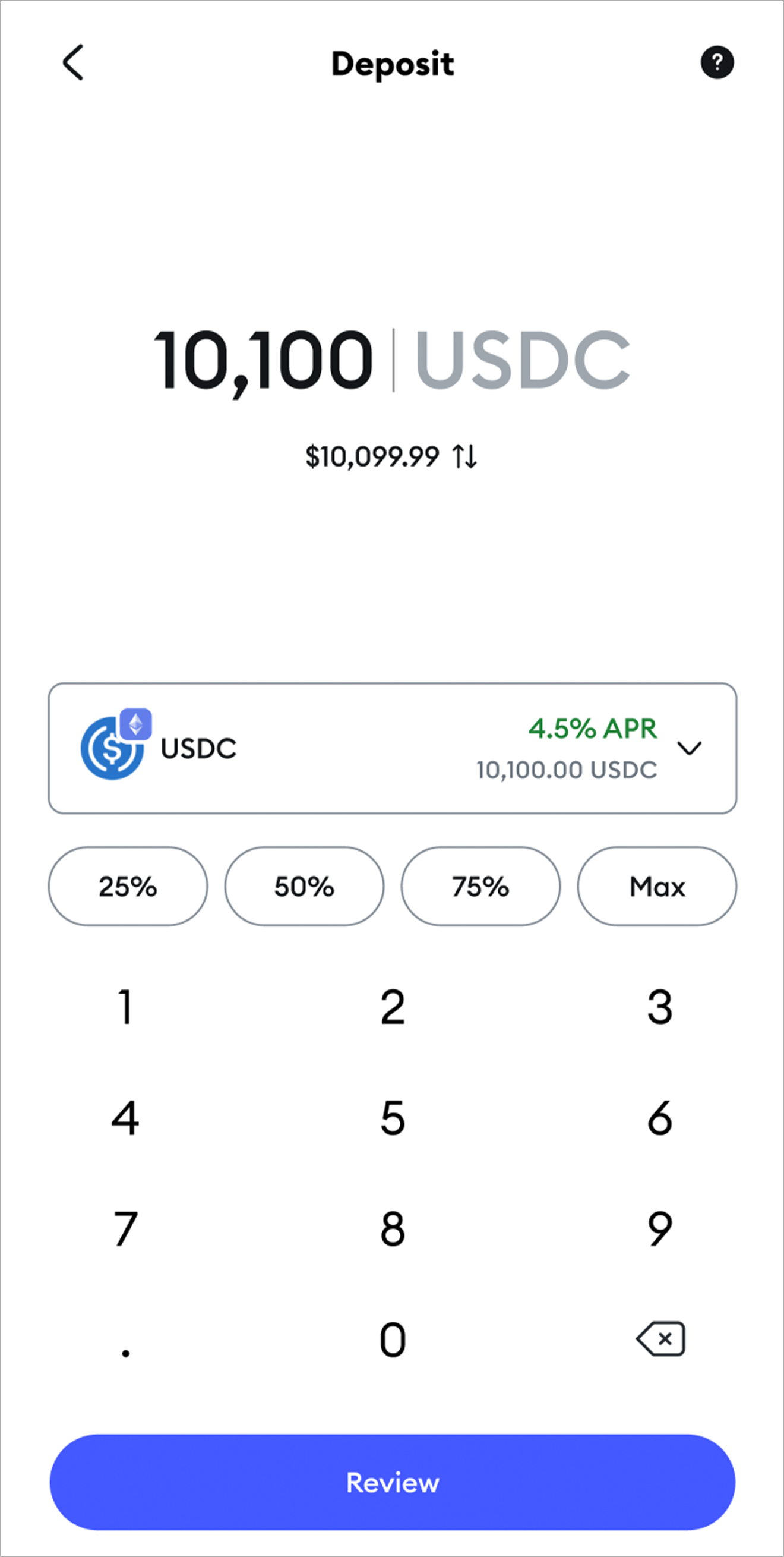 MetaMask Mobile earn select amount to lend