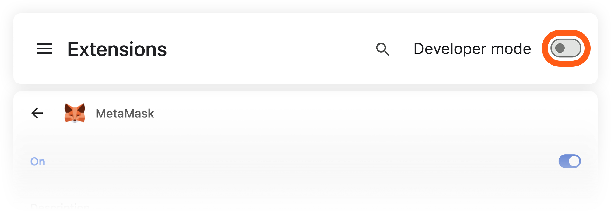 Chrome extensions enable developer mode